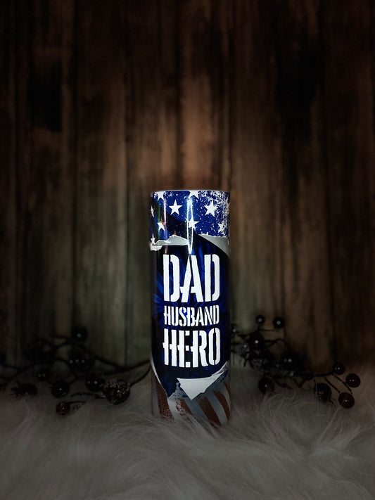 20 oz Dad Husband Hero Print Double Wall Stainless Steel Tumbler